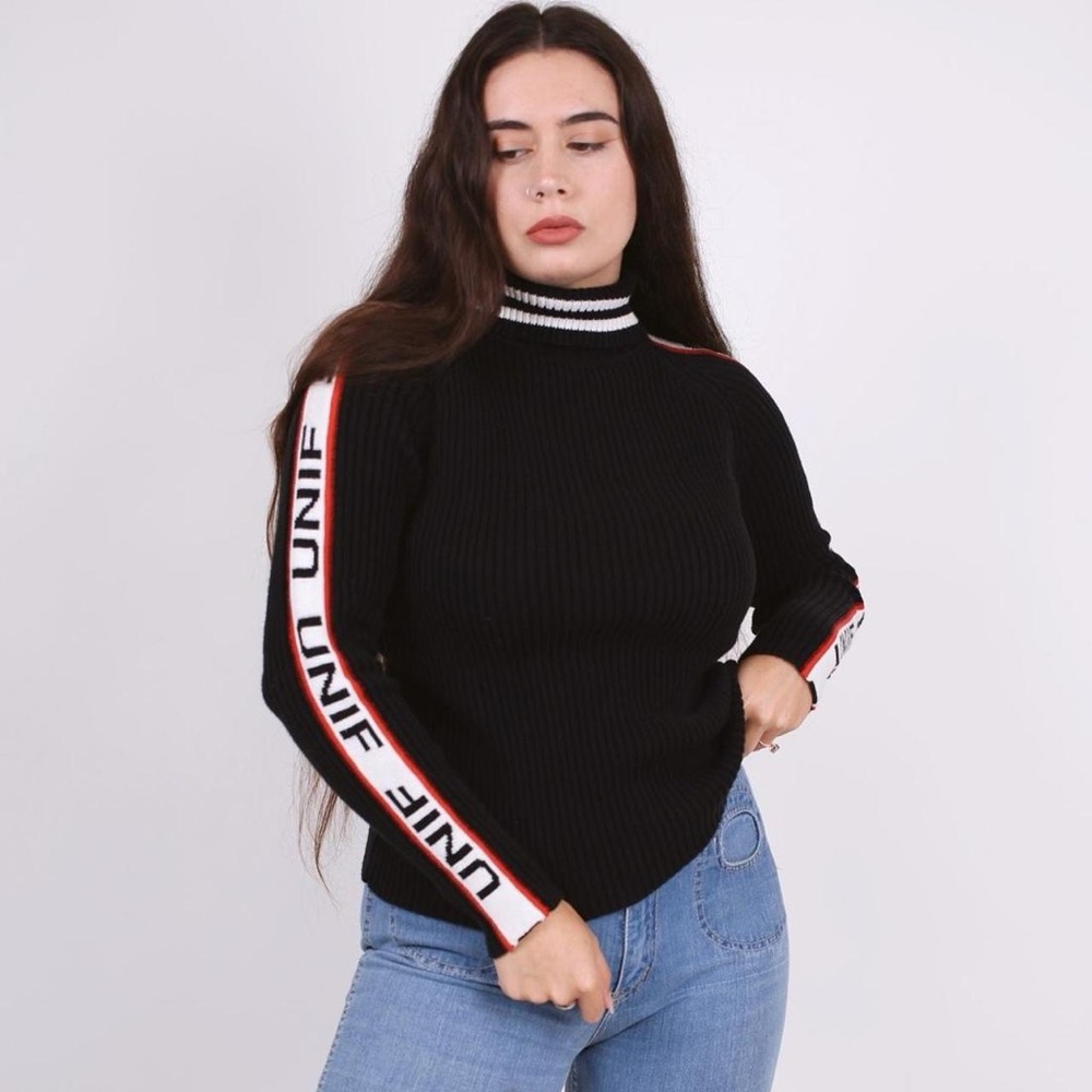 unif badsport black turtleneck ribbed sweater
